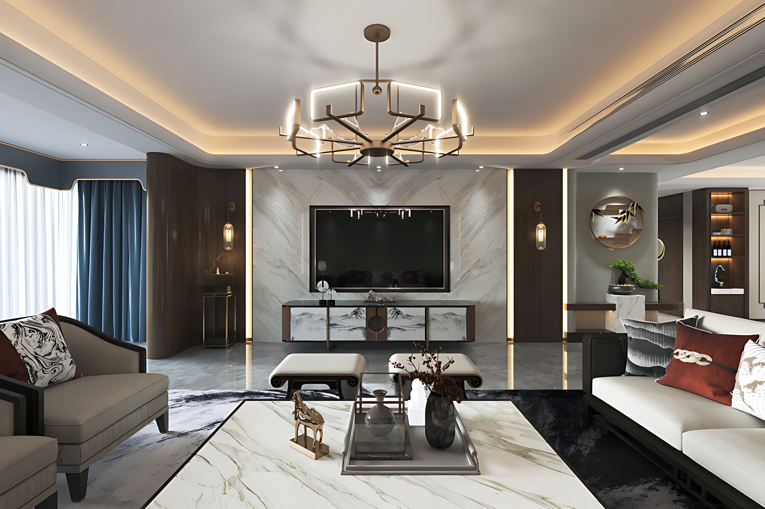 luxurious living room of third floor with terrace garden in uday park south delhi