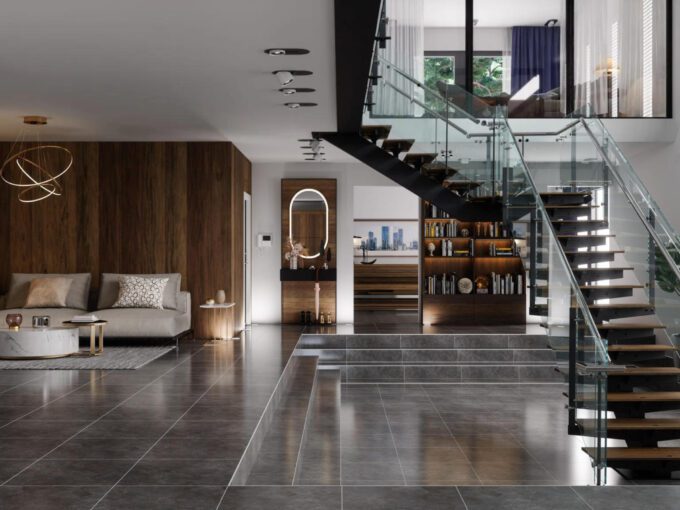 Living room of a Extraordinary Triplex For Sale In Anand Lok