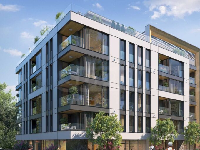 Modern elevation of a builder floor for sale in neeti bagh