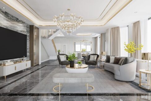Living Room Of A Second & Third Floor Duplex For Sale In Panchsheel Park