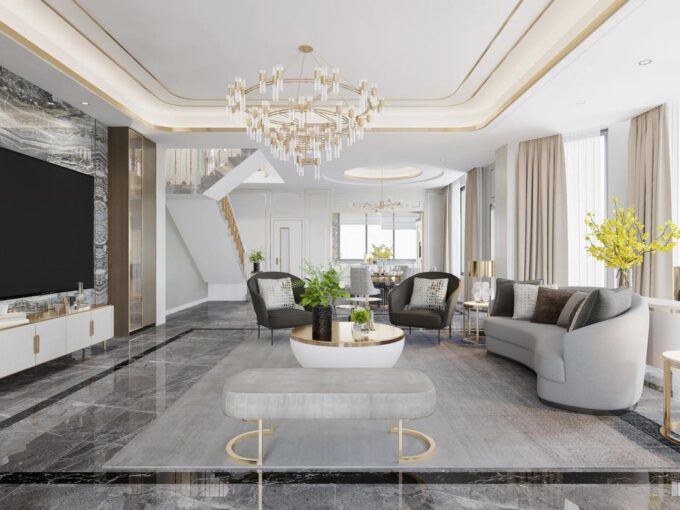 Living Room Of A Second & Third Floor Duplex For Sale In Panchsheel Park