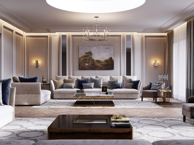 Luxury Living room illustration of first floor for sale in kailash colony